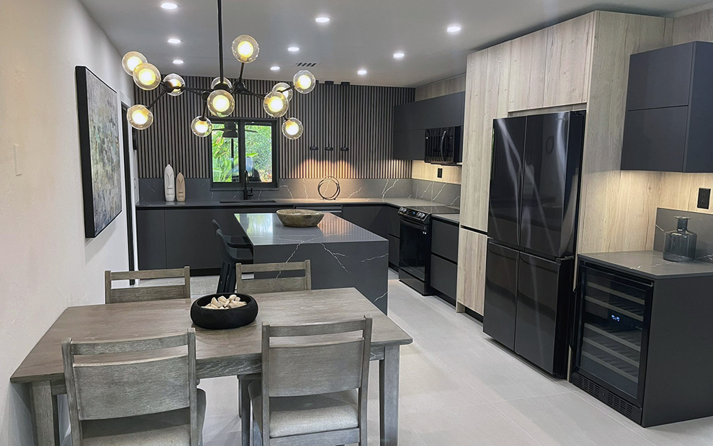 kitchen and living room